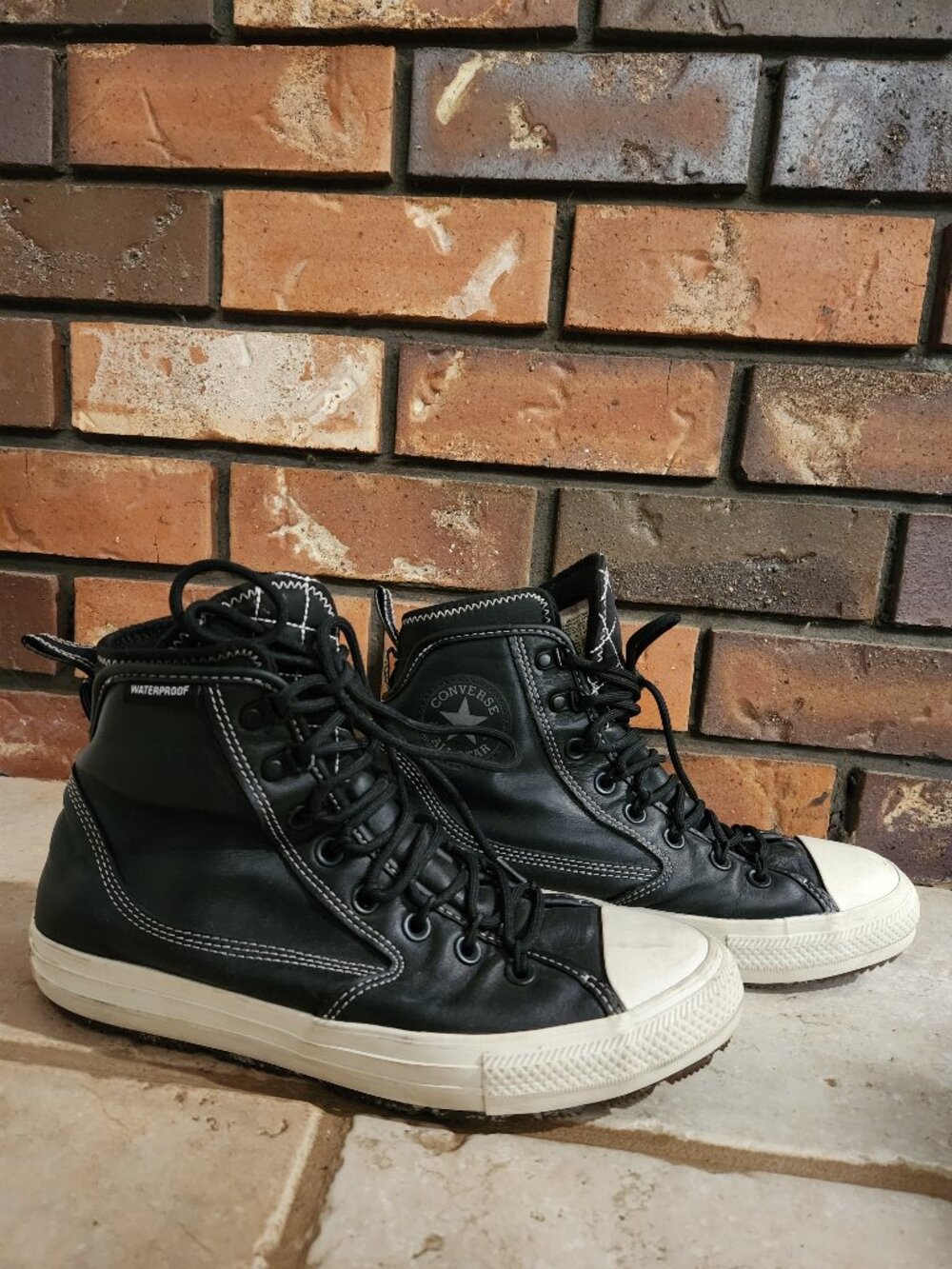Black leather waterproof Chuck Taylor Converse All Stars